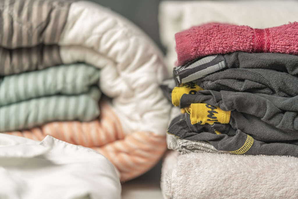 A closeup shot of a clean laundry carefully folded on a table