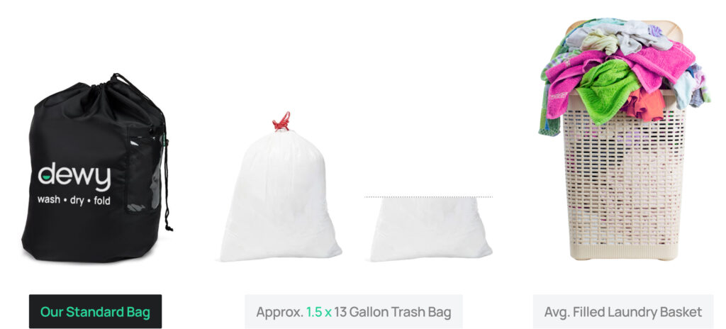 dewy laundry bag size comparison between our bags and other